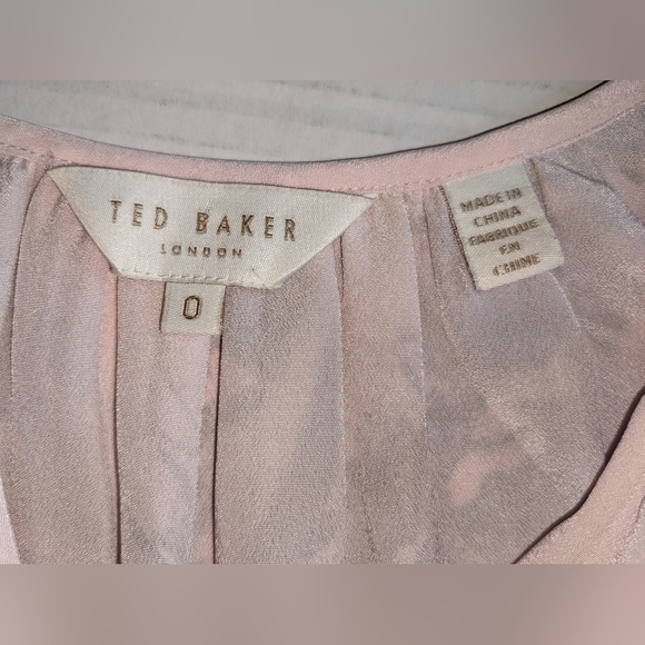 Ted BAKER BABY PINK KALIMA TORCHLIT FLORAL BLOUSE TOP SIZE 2 - Picture 12 of 17